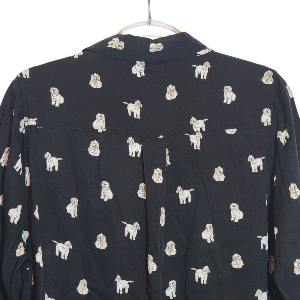 Torrid Lizzie Dog Button Up Black Shirt Long Sleeve Casual Workwear Size 00 M/L - Picture 10 of 16